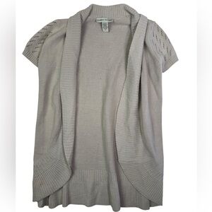 Bamboo Traders Beige Short Sleeve Open Front Cardigan Sweater Size Small